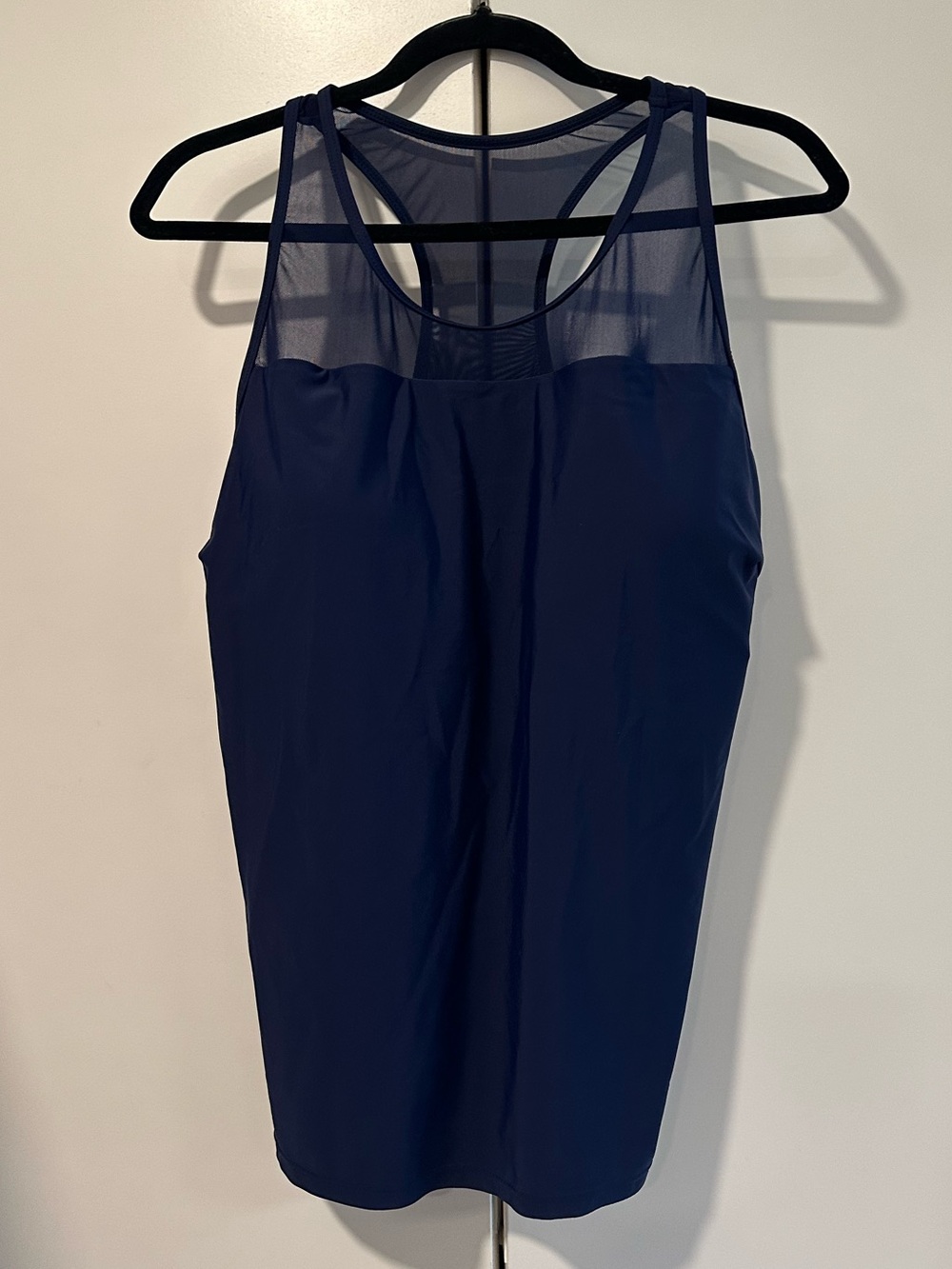 Women's Navy Mesh Yoke Tank Top Swim Top XXL